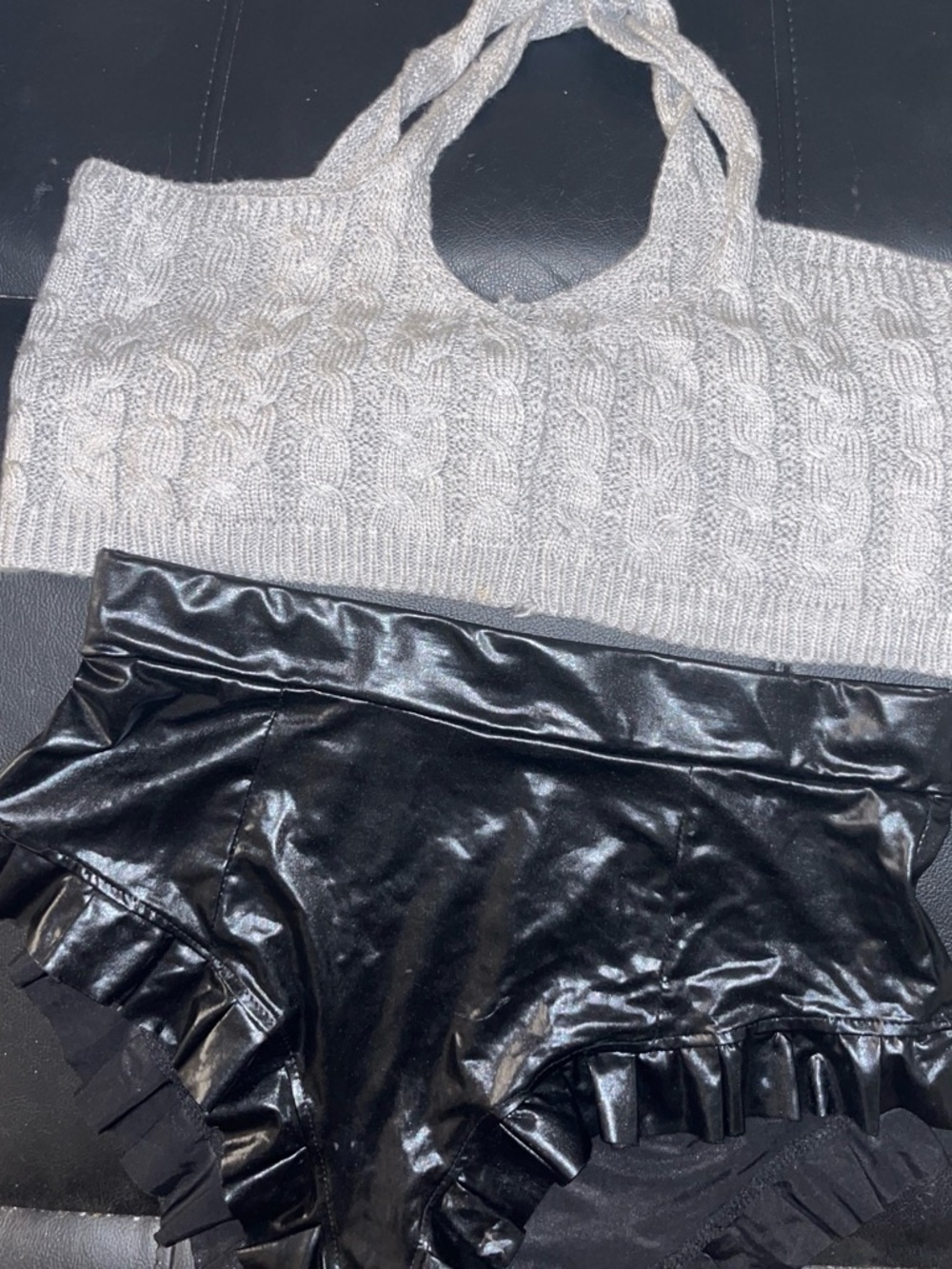 Cable Knit Cropped Tank Sweater in Light Gray (Nicky remake)